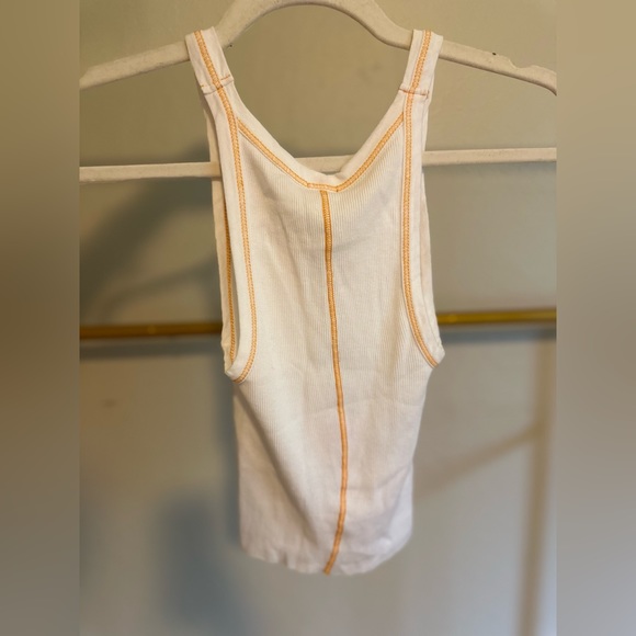 RE/DONE x Hanes Cropped Ribbed Tank white with clementine stitch Size Small - Picture 6 of 9